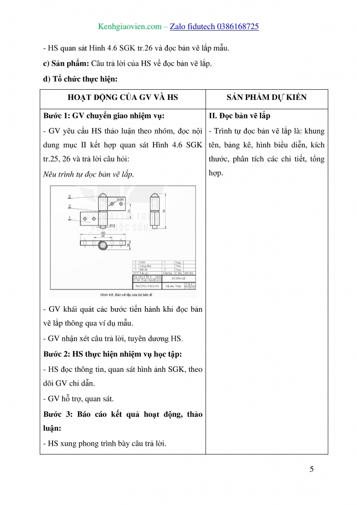 Giáo án và PPT Công nghệ 8 kết nối Bài 4: Bản vẽ lắp