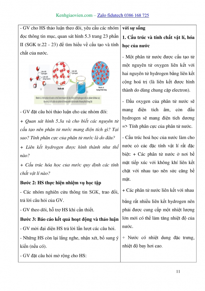 Giáo án và PPT Sinh học 10 kết nối Bài 4: Các nguyên tố hoá học và nước