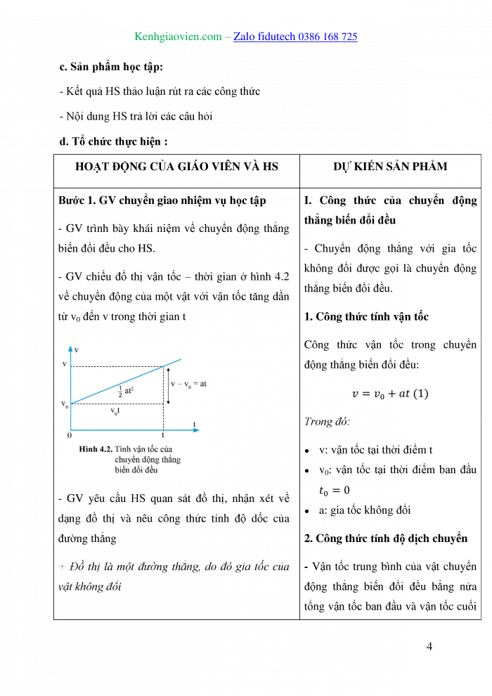 Giáo án và PPT Vật lí 10 cánh diều Bài 4: Chuyển động biến đổi