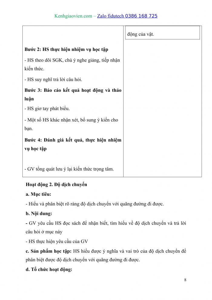 Giáo án và PPT Vật lí 10 kết nối Bài 4: Độ dịch chuyển và quãng đường đi được