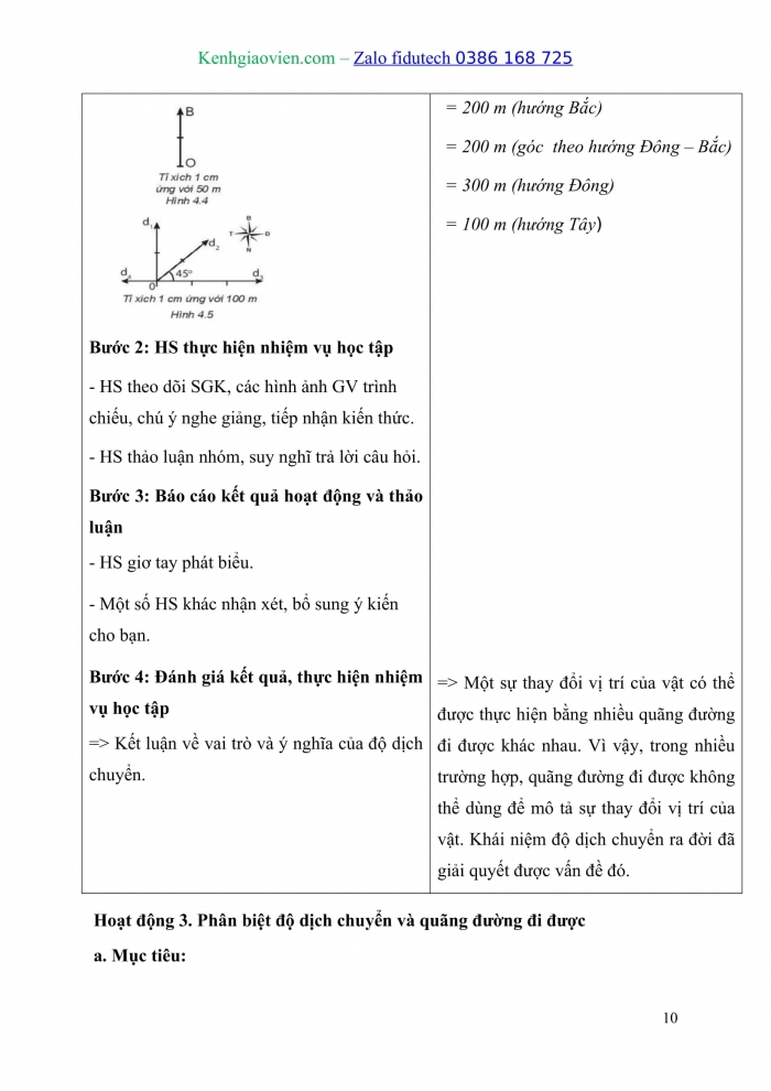 Giáo án và PPT Vật lí 10 kết nối Bài 4: Độ dịch chuyển và quãng đường đi được