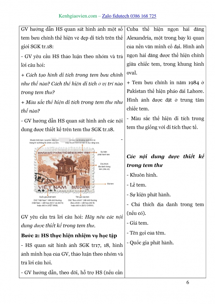 Giáo án và PPT Mĩ thuật 7 kết nối Bài 4: Hình ảnh di tích trong thiết kế tem bưu chính