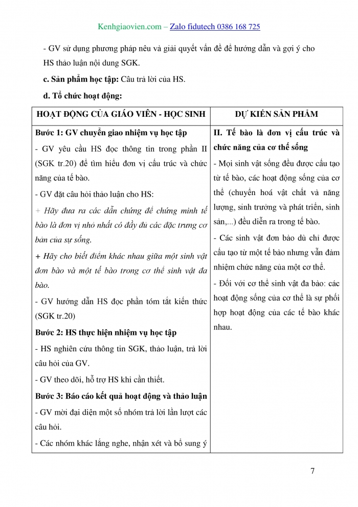 Giáo án và PPT Sinh học 10 chân trời Bài 4: Khái quát về tế bào