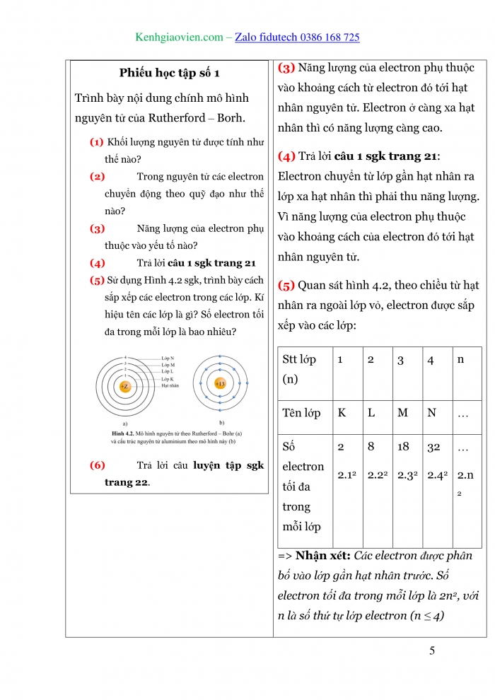 Giáo án và PPT Hoá học 10 cánh diều Bài 4: Mô hình nguyên tử và orbital nguyên tử