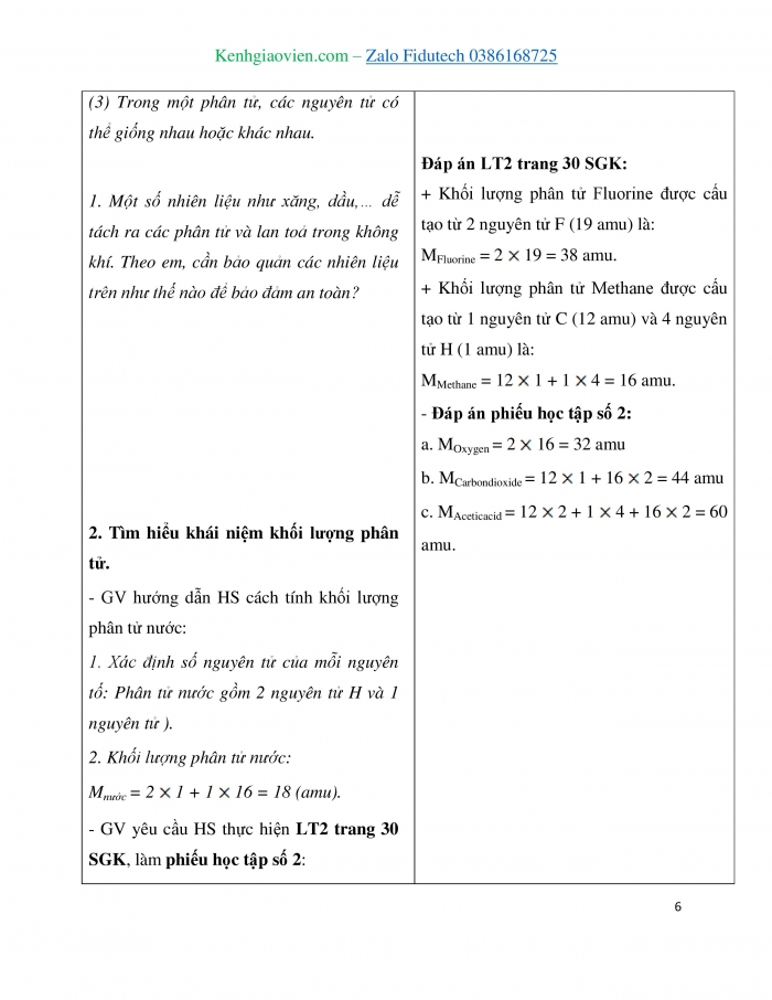 Giáo án và PPT KHTN 7 cánh diều Bài 4: Phân tử, đơn chất, hợp chất