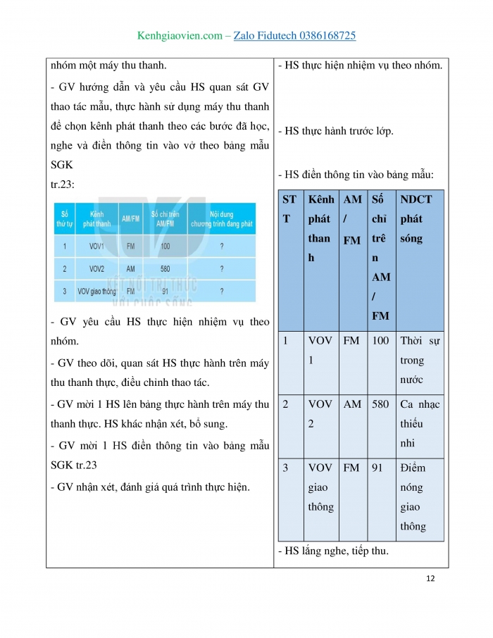 Giáo án và PPT Công nghệ 3 kết nối Bài 4: Sử dụng máy thu thanh