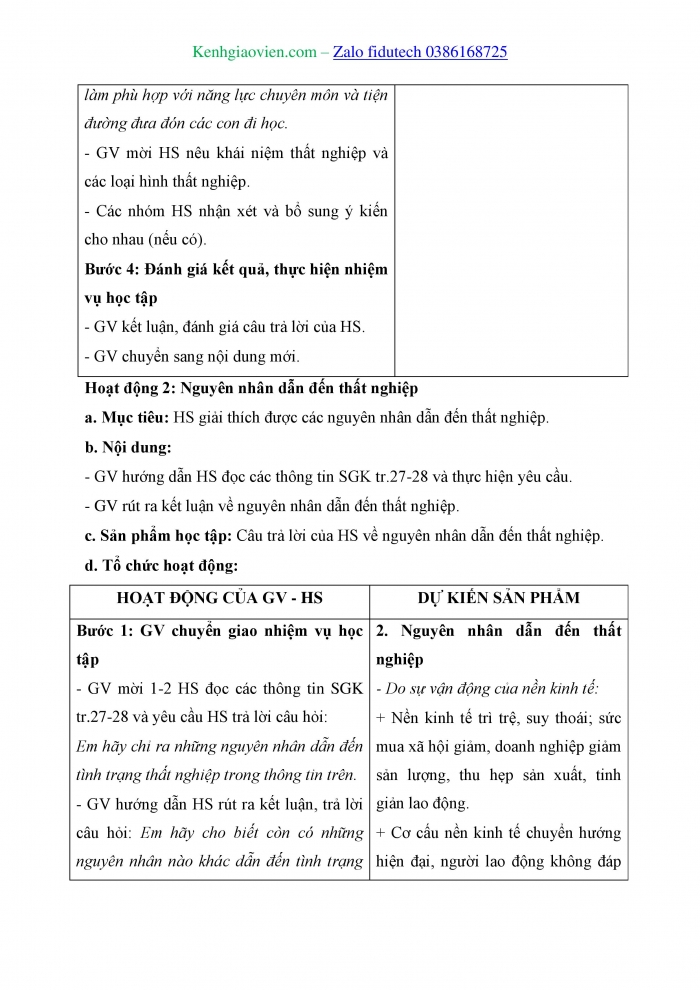 Giáo án và PPT Kinh tế pháp luật 11 chân trời Bài 4: Thất nghiệp trong kinh tế thị trường