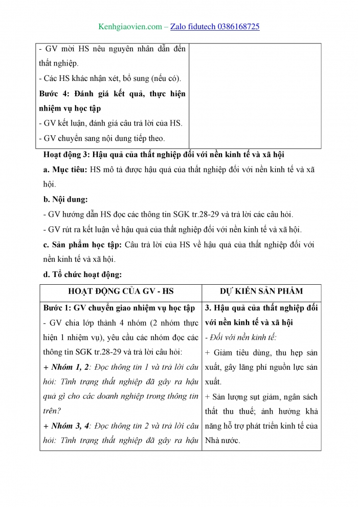 Giáo án và PPT Kinh tế pháp luật 11 chân trời Bài 4: Thất nghiệp trong kinh tế thị trường