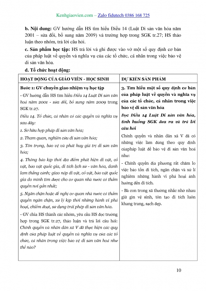 Giáo án và PPT Công dân 7 kết nối Bài 5: Bảo tồn di sản văn hoá