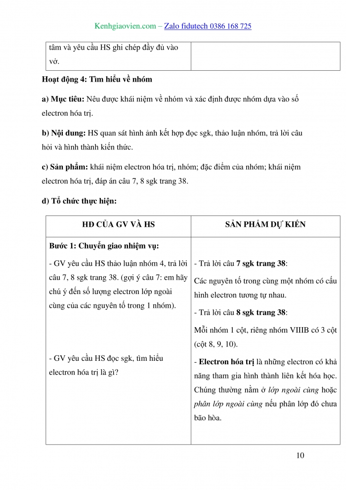 Giáo án và PPT Hoá học 10 chân trời Bài 5: Cấu tạo bảng tuần hoàn các nguyên tố hoá học