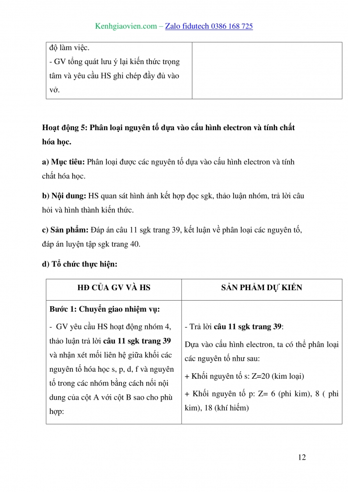 Giáo án và PPT Hoá học 10 chân trời Bài 5: Cấu tạo bảng tuần hoàn các nguyên tố hoá học