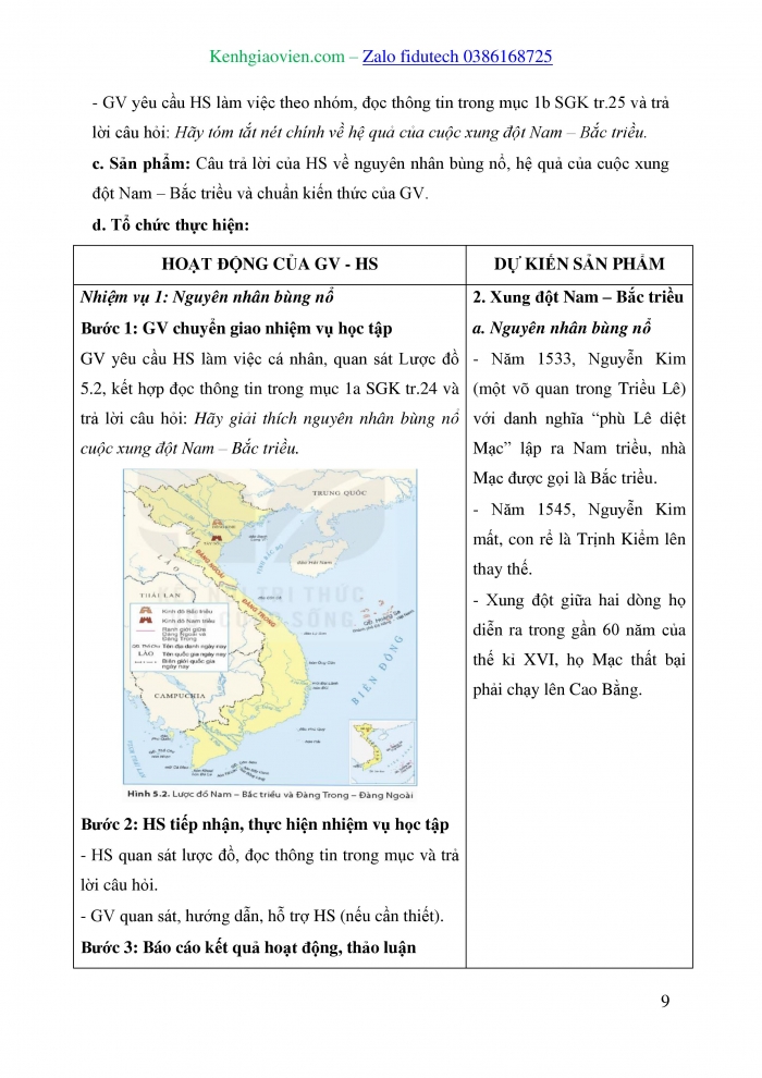 Giáo án và PPT Lịch sử 8 kết nối Bài 5: Cuộc xung đột Nam – Bắc triều và Trịnh – Nguyễn