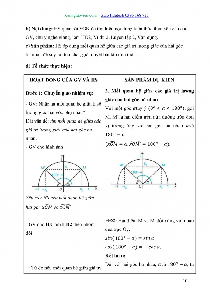 Giáo án và PPT Toán 10 kết nối Bài 5: Giá trị lượng giác của một góc từ 0° đến 180°