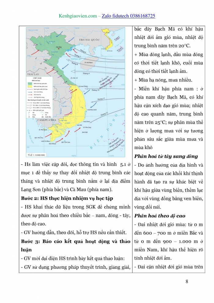 Giáo án và PPT Địa lí 8 cánh diều Bài 5: Khí hậu Việt Nam