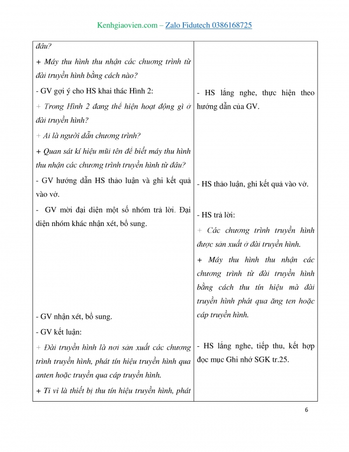 Giáo án và PPT Công nghệ 3 kết nối Bài 5: Sử dụng máy thu hình