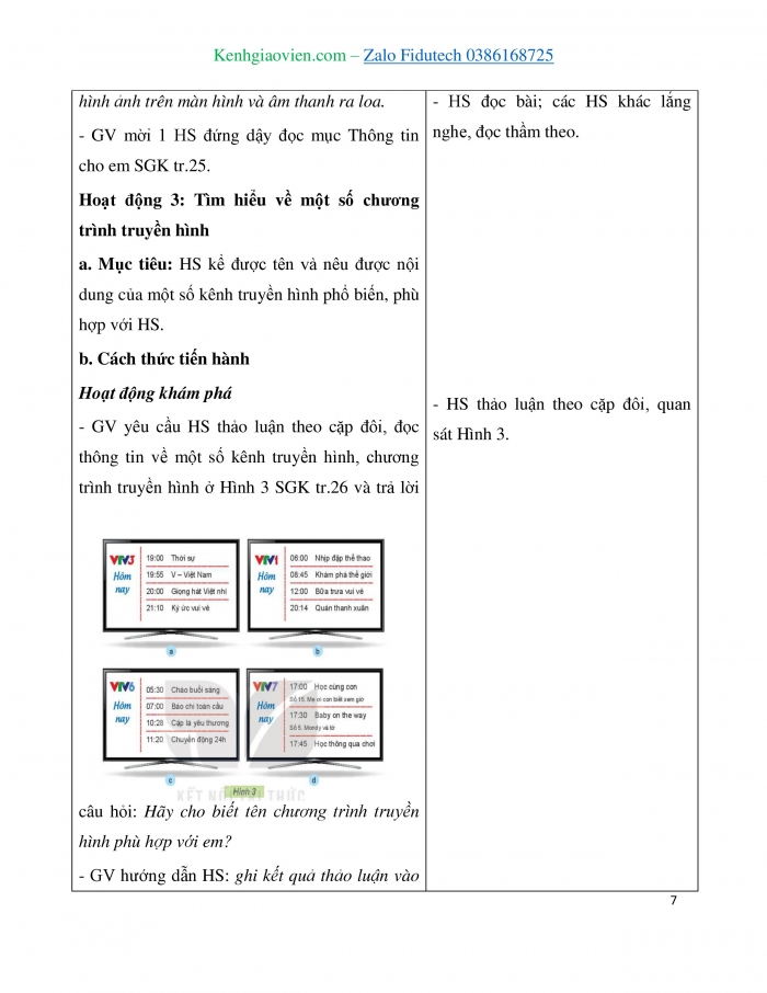 Giáo án và PPT Công nghệ 3 kết nối Bài 5: Sử dụng máy thu hình