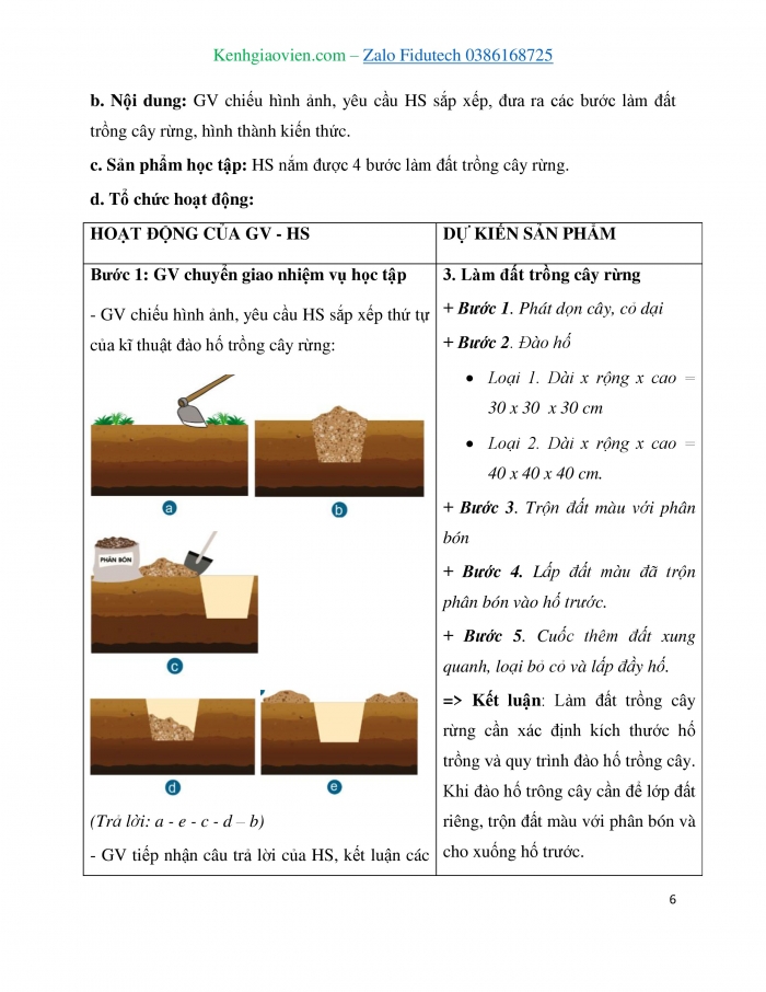 Giáo án và PPT Công nghệ 7 cánh diều Bài 5: Trồng cây rừng