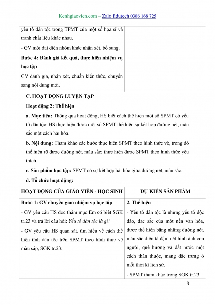 Giáo án và PPT Mĩ thuật 7 kết nối Bài 5: Yếu tố dân tộc trong tranh của một số hoạ sĩ