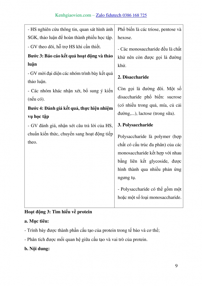 Giáo án và PPT Sinh học 10 cánh diều Bài 6: Các phân tử sinh học