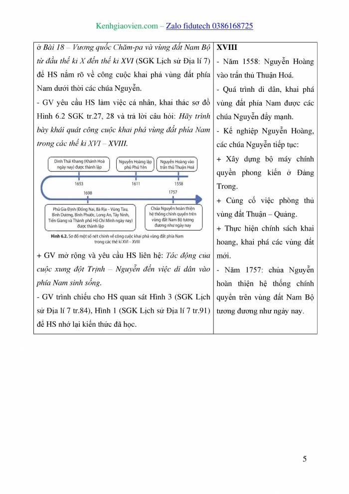 Giáo án và PPT Lịch sử 8 kết nối Bài 6: Công cuộc khai phá vùng đất phía Nam từ thế kỉ XVI đến thế kỉ XVIII