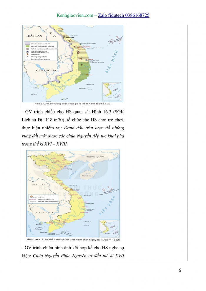 Giáo án và PPT Lịch sử 8 kết nối Bài 6: Công cuộc khai phá vùng đất phía Nam từ thế kỉ XVI đến thế kỉ XVIII