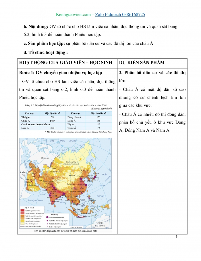 Giáo án và PPT Địa lí 7 cánh diều Bài 6: Đặc điểm dân cư, xã hội châu Á