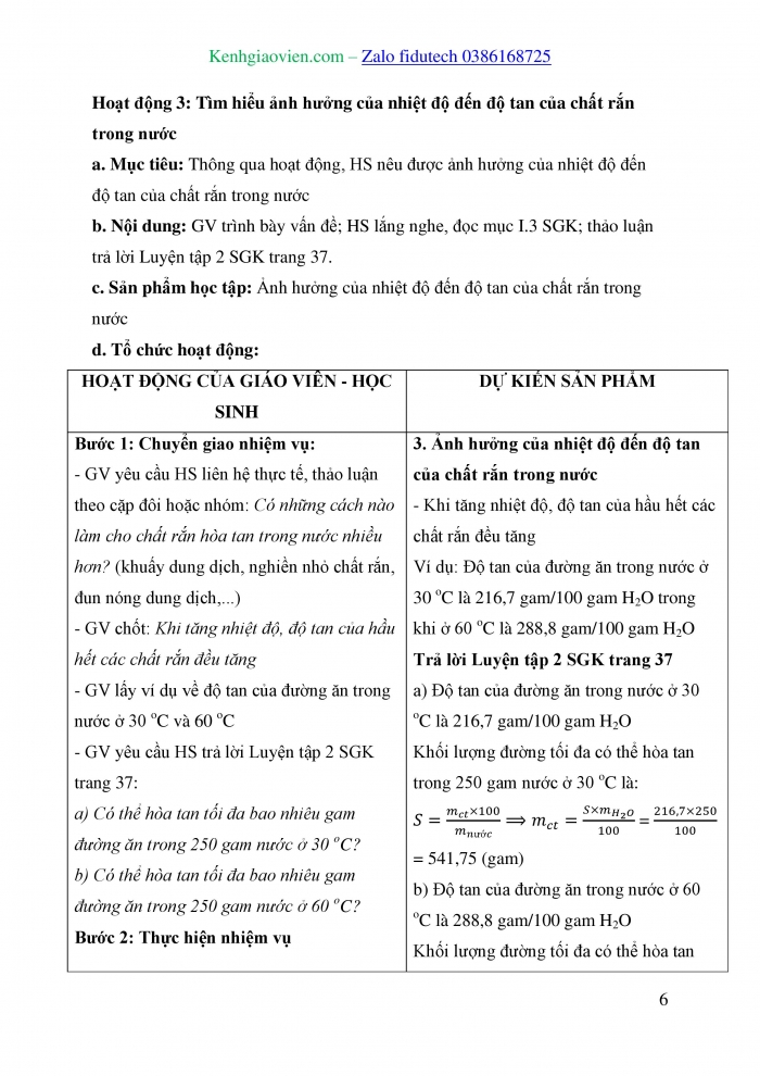 Giáo án và PPT KHTN 8 cánh diều Bài 6: Nồng độ dung dịch