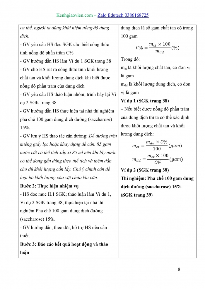 Giáo án và PPT KHTN 8 cánh diều Bài 6: Nồng độ dung dịch