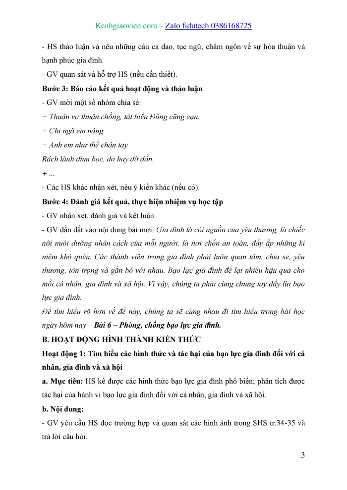 Giáo án và PPT Công dân 8 cánh diều Bài 6: Phòng, chống bạo lực gia đình