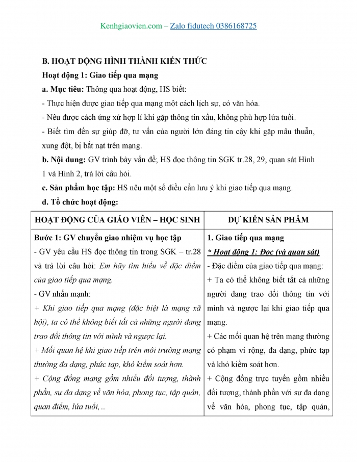 Giáo án và PPT Tin học 7 chân trời Bài 6: Văn hoá ứng xử qua phương tiện truyền thông số