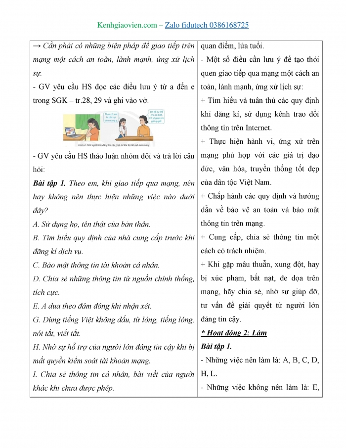 Giáo án và PPT Tin học 7 chân trời Bài 6: Văn hoá ứng xử qua phương tiện truyền thông số