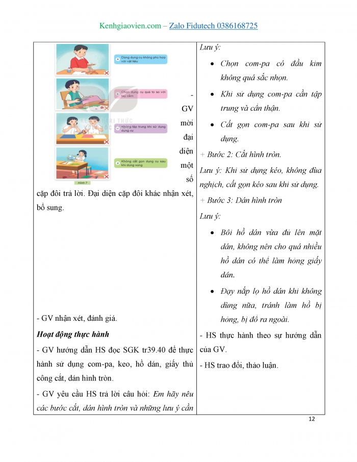 Giáo án và PPT Công nghệ 3 kết nối Bài 7: Dụng cụ và vật liệu làm thủ công