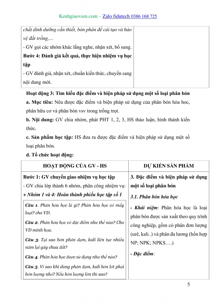 Giáo án và PPT Công nghệ trồng trọt 10 cánh diều Bài 7: Một số loại phân bón thường dùng trong trồng trọt