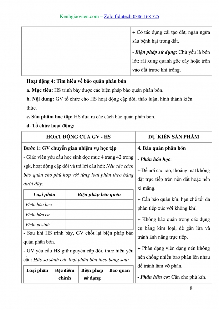 Giáo án và PPT Công nghệ trồng trọt 10 cánh diều Bài 7: Một số loại phân bón thường dùng trong trồng trọt