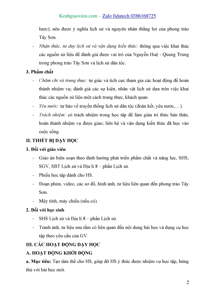 Giáo án và PPT Lịch sử 8 cánh diều Bài 7: Phong trào Tây Sơn thế kỉ XVIII