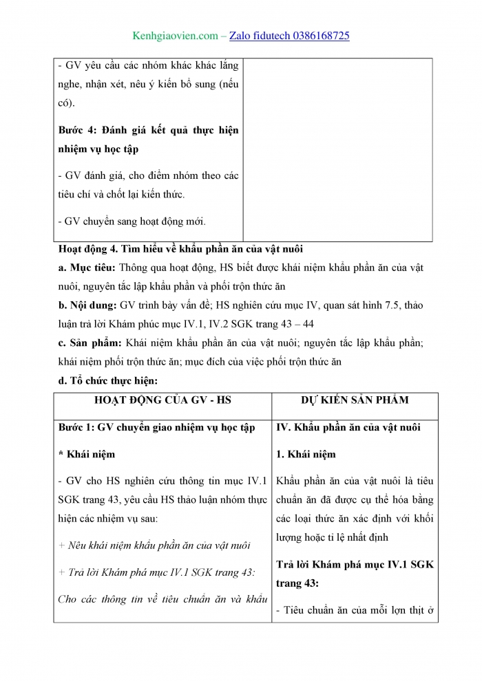 Giáo án và PPT Công nghệ chăn nuôi 11 kết nối Bài 7: Thức ăn và nhu cầu dinh dưỡng của vật nuôi