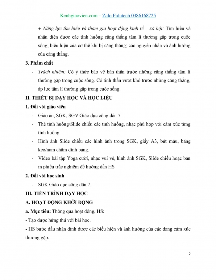 Giáo án và PPT Công dân 7 cánh diều Bài 7: Ứng phó với tâm lí căng thẳng