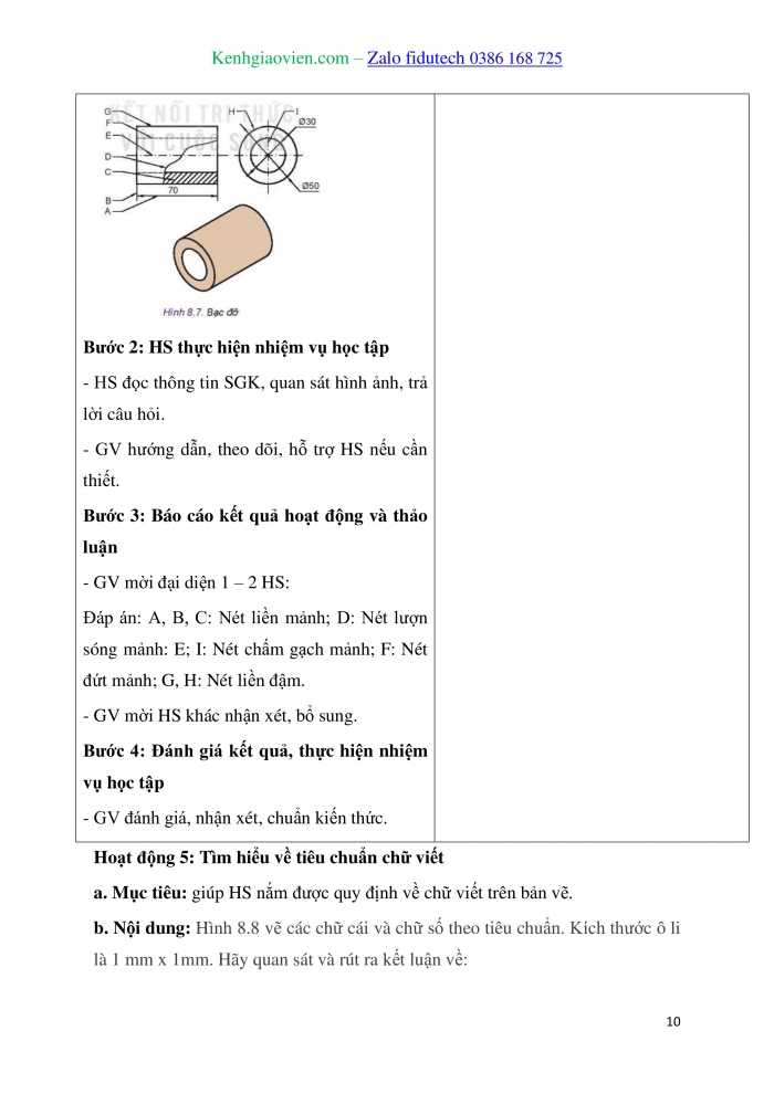 Giáo án và PPT Thiết kế và Công nghệ 10 kết nối Bài 8: Bản vẽ kĩ thuật và tiêu chuẩn trình bày bản vẽ kĩ thuật