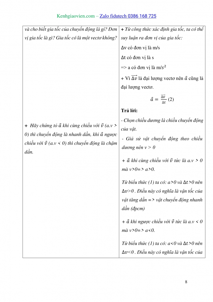 Giáo án và PPT Vật lí 10 kết nối Bài 8: Chuyển động biến đổi. Gia tốc