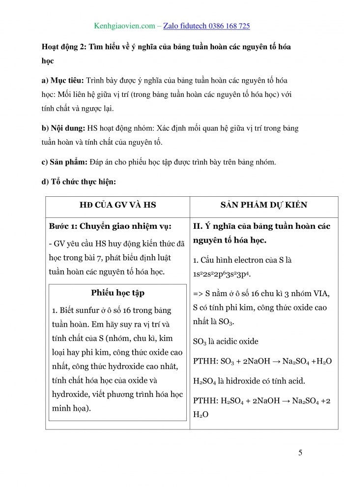 Giáo án và PPT Hoá học 10 cánh diều Bài 8: Định luật tuần hoàn và ý nghĩa của bảng tuần hoàn các nguyên tố hoá học