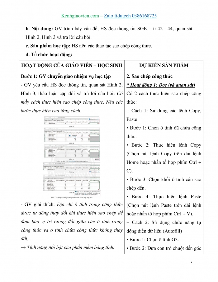 Giáo án và PPT Tin học 7 chân trời Bài 8: Sử dụng địa chỉ ô tính trong công thức