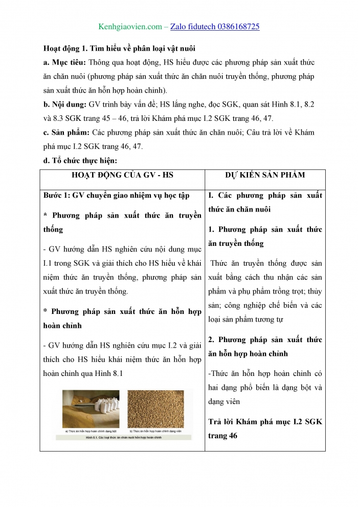 Giáo án và PPT Công nghệ chăn nuôi 11 kết nối Bài 8: Sản xuất và chế biến thức ăn chăn nuôi