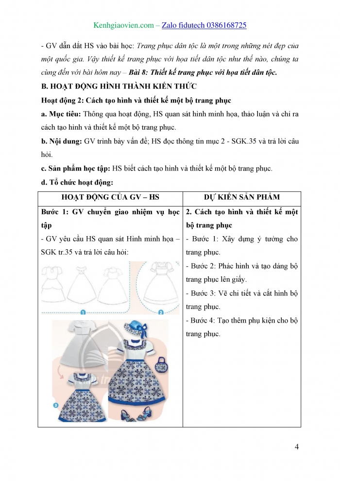 Giáo án và PPT Mĩ thuật 8 chân trời bản 1 Bài 8: Thiết kế trang phục với hoạ tiết dân tộc