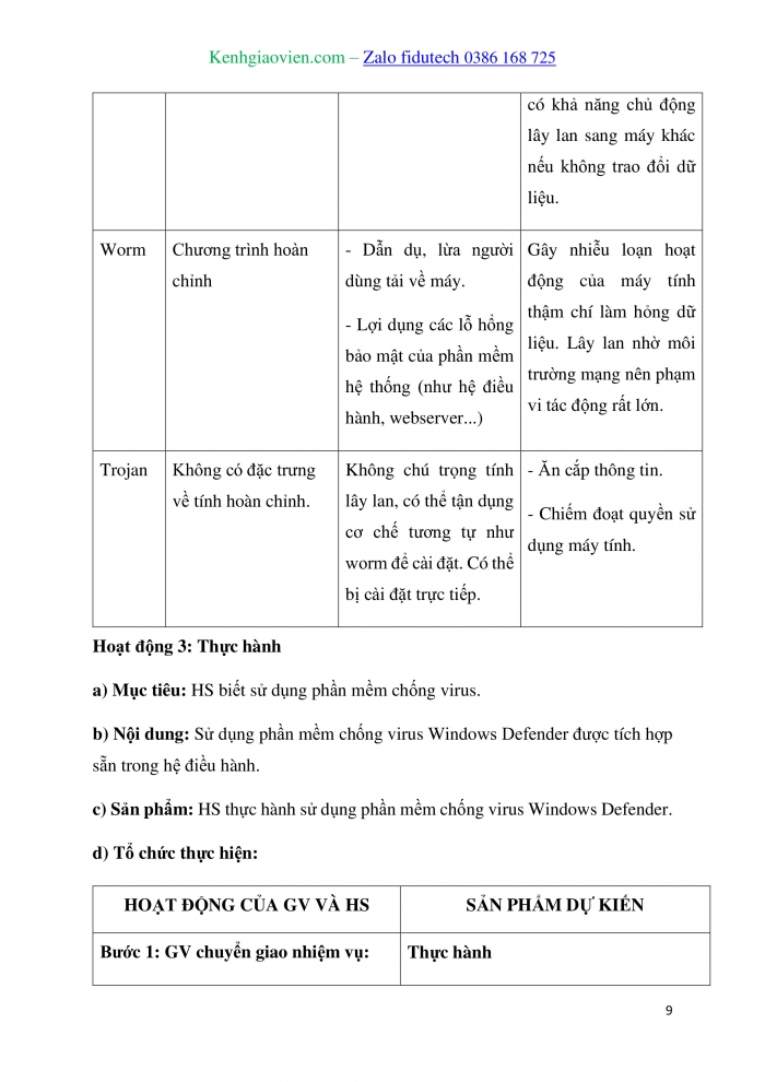 Giáo án và PPT Tin học 10 kết nối Bài 9: An toàn trên không gian mạng