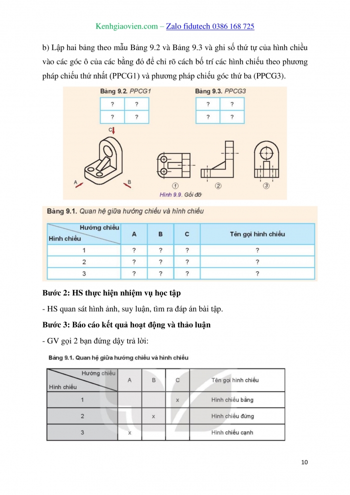 Giáo án và PPT Thiết kế và Công nghệ 10 kết nối Bài 9: Hình chiếu vuông góc