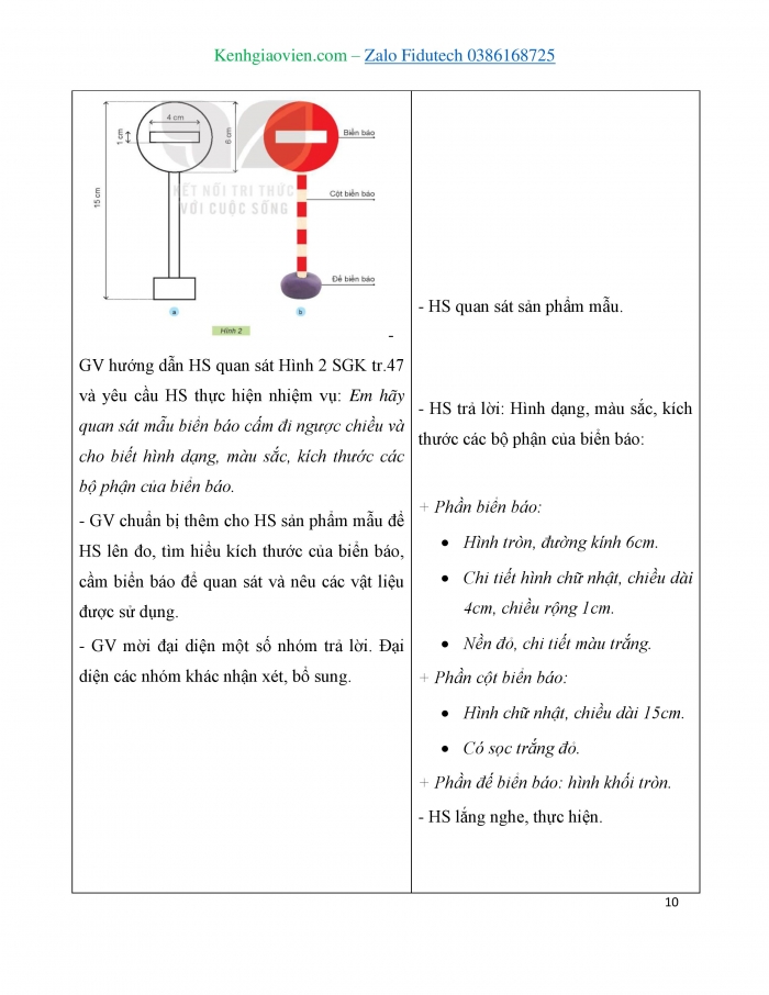 Giáo án và PPT Công nghệ 3 kết nối Bài 9: Làm biển báo giao thông