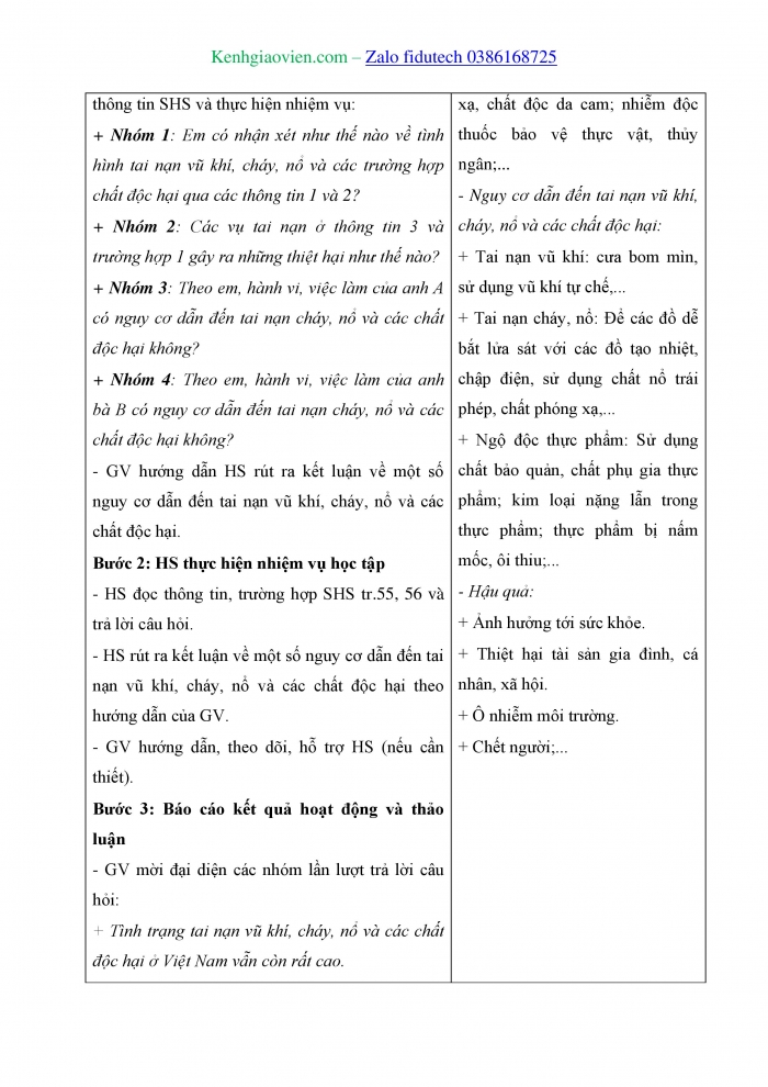 Giáo án và PPT Công dân 8 chân trời Bài 9: Phòng ngừa tai nạn vũ khí, cháy, nổ và các chất độc hại