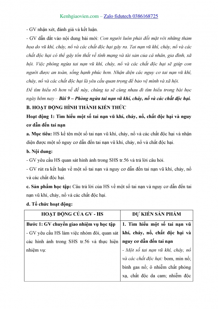 Giáo án và PPT Công dân 8 cánh diều Bài 9: Phòng ngừa tai nạn vũ khí, cháy, nổ và các chất độc hại