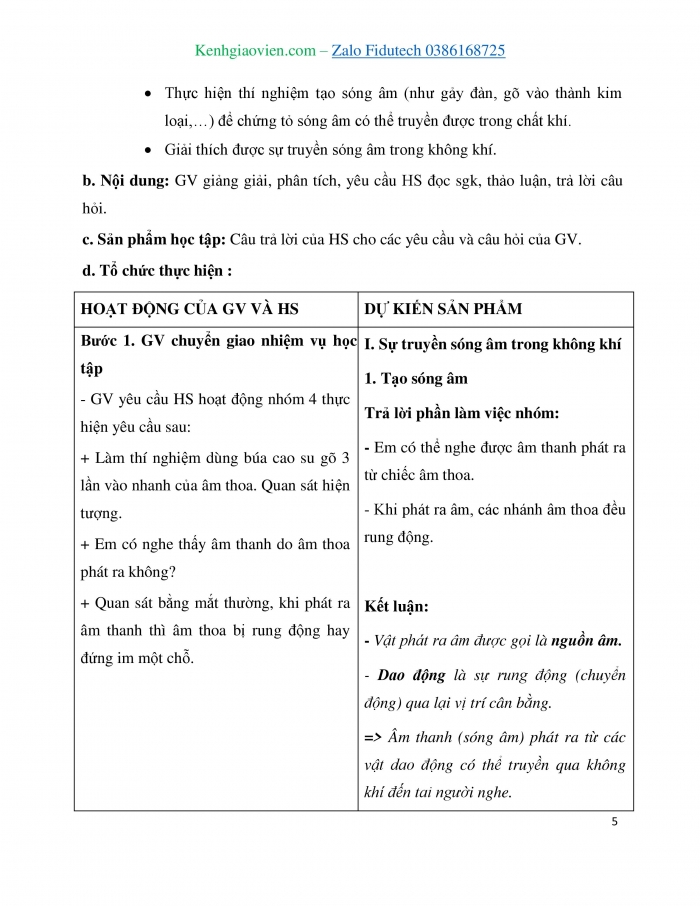 Giáo án và PPT KHTN 7 cánh diều Bài 9: Sự truyền âm