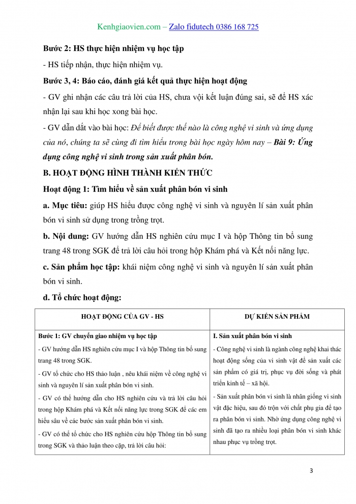 Giáo án và PPT Công nghệ trồng trọt 10 kết nối Bài 9: Ứng dụng công nghệ vi sinh trong sản xuất phân bón